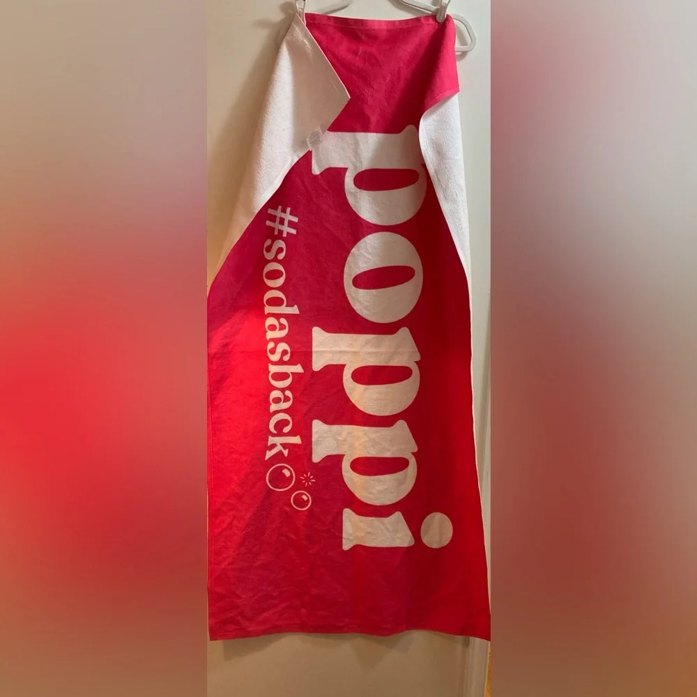 Poppi Soda Beach Towel Collectible Poppi Pink Towel